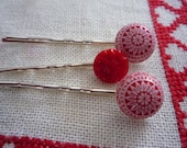 Bobby Pin Trio red and white Scandinavian