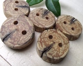 5 Spalted Dogwood Wooden Tree Branch Buttons - Wood Buttons - 1 inch, 2 Holes, For hand knits, journals, and pillows