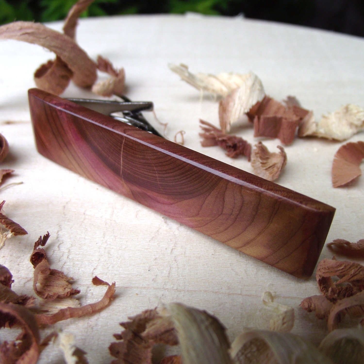 Wood Tie Bar Tie Clip Handmade from Reclaimed Cedar Wood - Cedar Wood Tie Bar for the Groom or 5-Year Anniversary Gift
