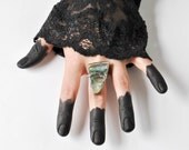 vintage huge oversized abalone sterling silver ring / Moon Water ring / ring size 11