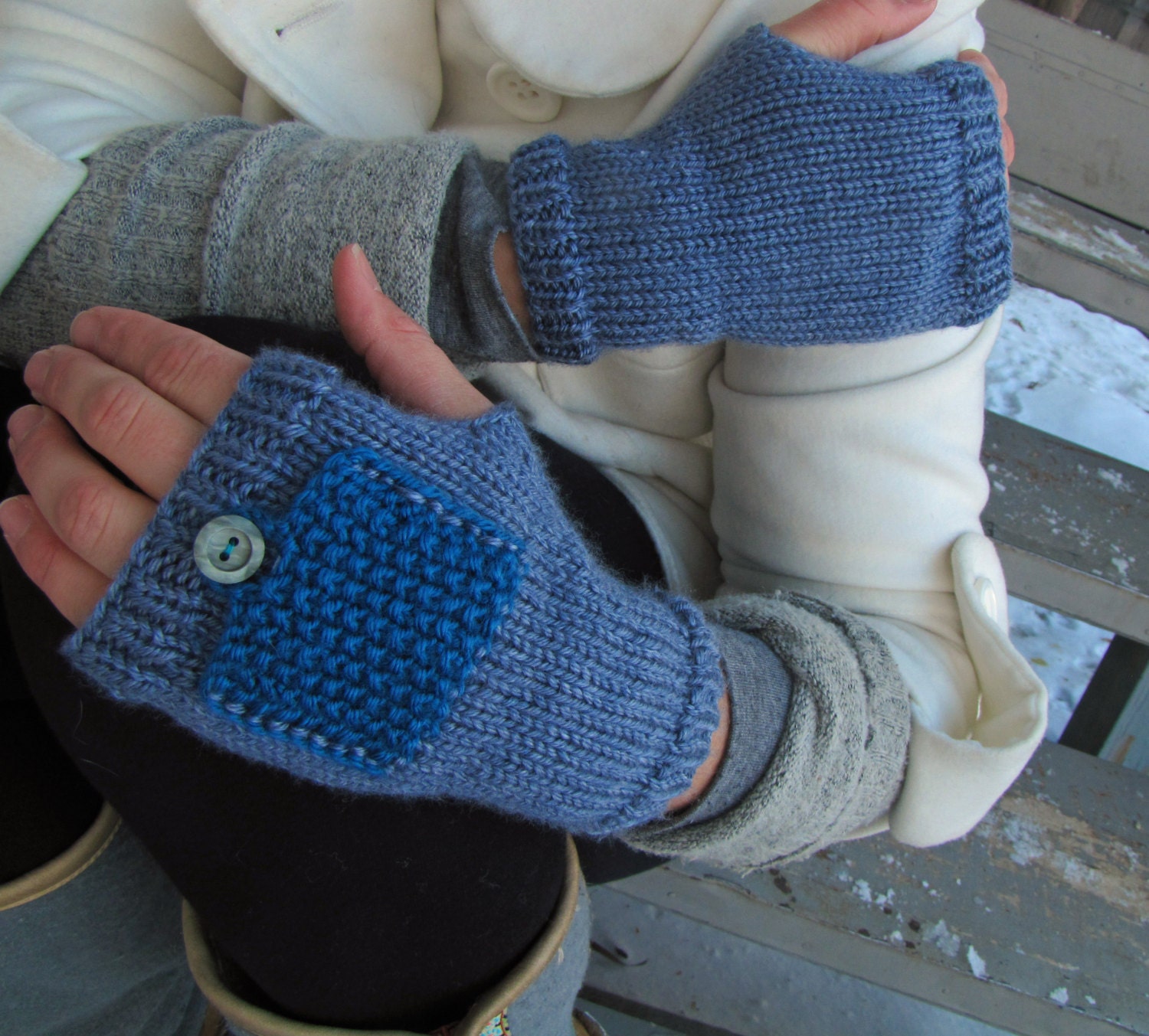 pocket grey fingerless gloves arm warmer wrist warmer