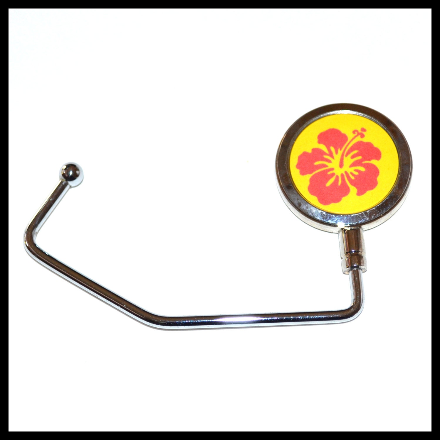 Red and Yellow Hawaii  Purse Hook with storage bag