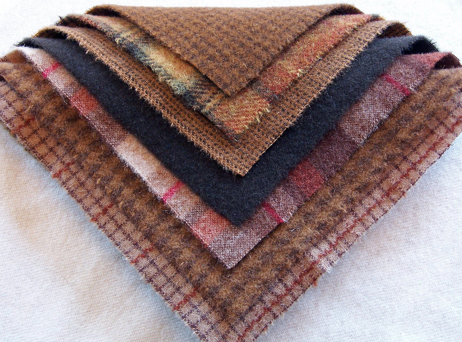 Hand Dyed Wool Fabric, 8in.x 8in. -  Brown - for Applique, Penny Rugs, Sewing Projects / W1318