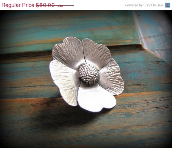 SALE Sterling Silver Poppy Ring