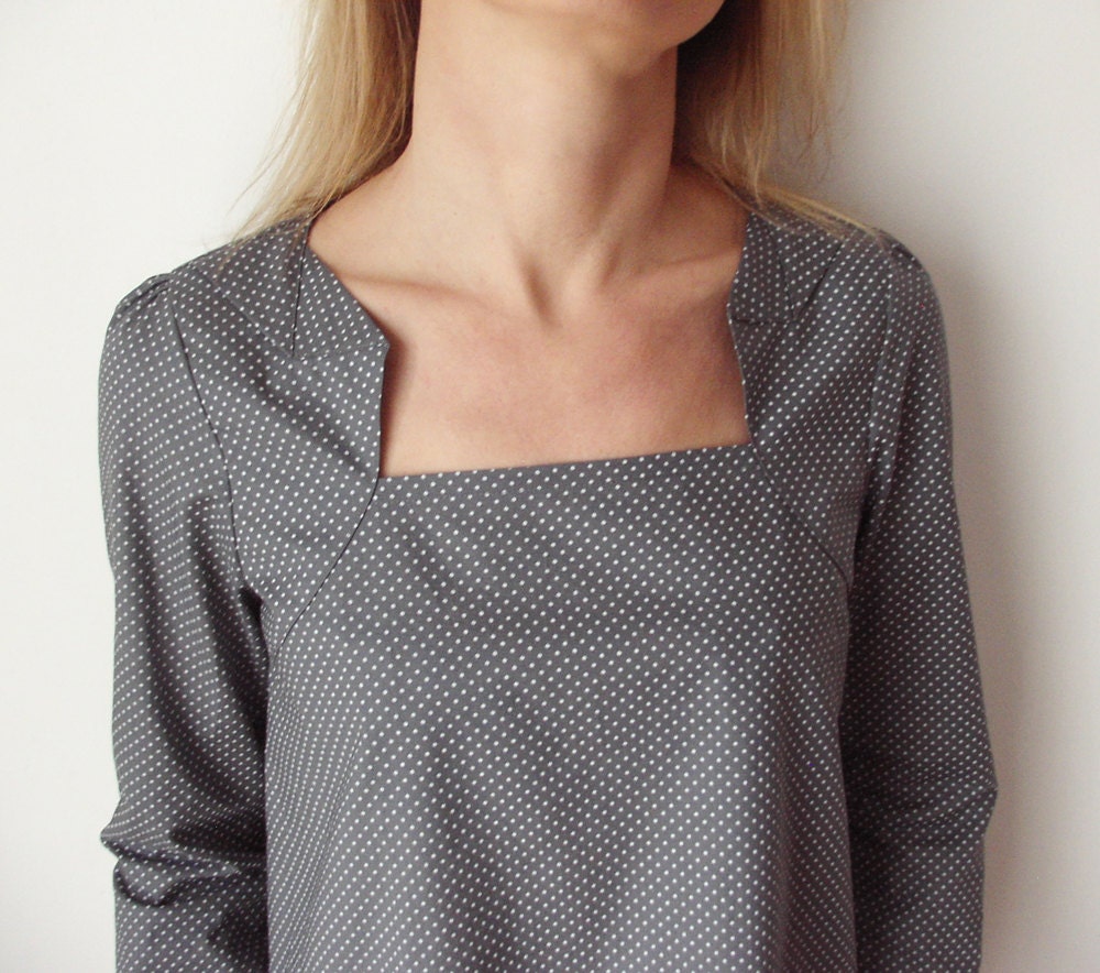 Grey Dots white - Blouse "Take Care" SIze L