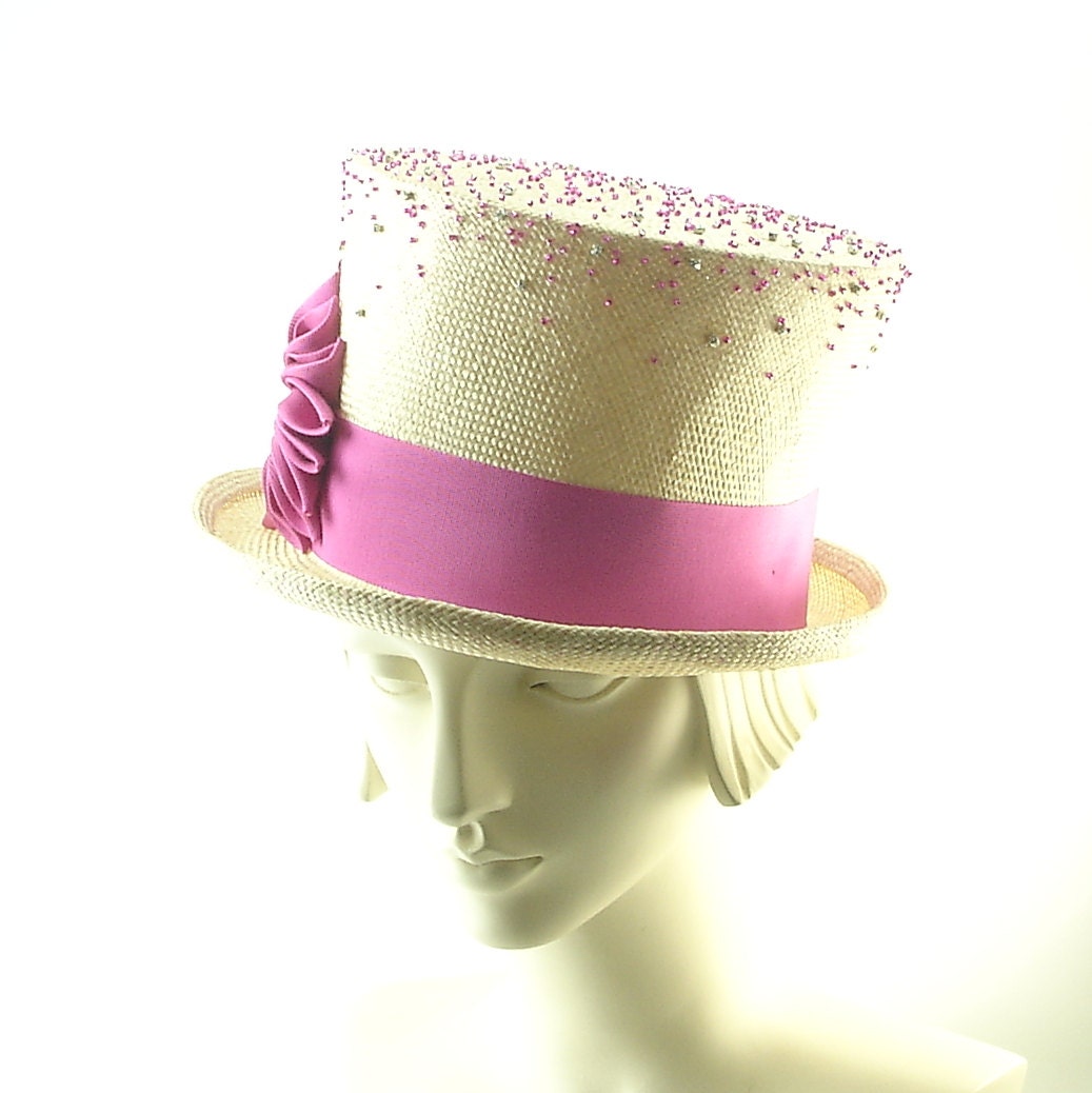 Over the Top Hat for Women - Glitzy Mad Hatter Straw Hat