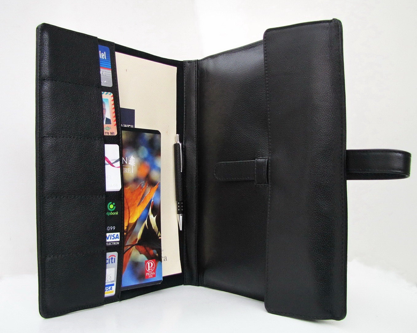 Personalized MacBook Air 11" Portfolio  & Card Case / File Folder in Premium Selection, Black, Calfskin. UNIQUE Handmade Case
