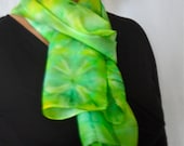 Shibori Silk Scarf Green, Yellow, Cream