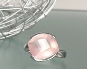High quality Rose quartz and 925 sterling silver ring
