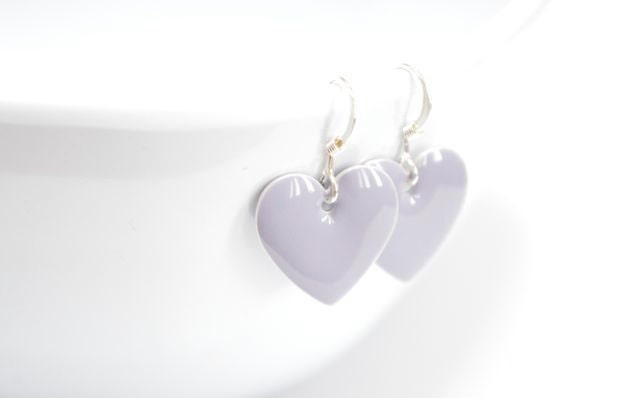 Lilac Heart Earrings,Childrens Jewelry Tween Teen Jewelry Lavender Light Purple Pastel Love Minimalist Fashion Sterling Silver Gift Under 20 - CCARIA