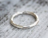 SALE 15 OFF Simple Silver Band Ring - Sterling - Thin Hammered Band
