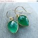 SALE 15 OFF Gold Emerald Green Onyx Earrings - Inverse Teardrop - Simple Gemstone Earrings