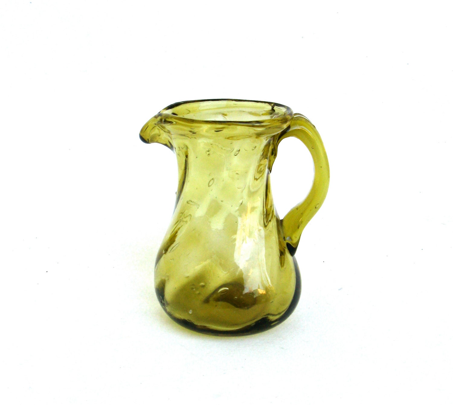 vintage hand blown creamer,  jug,   petite pitcher