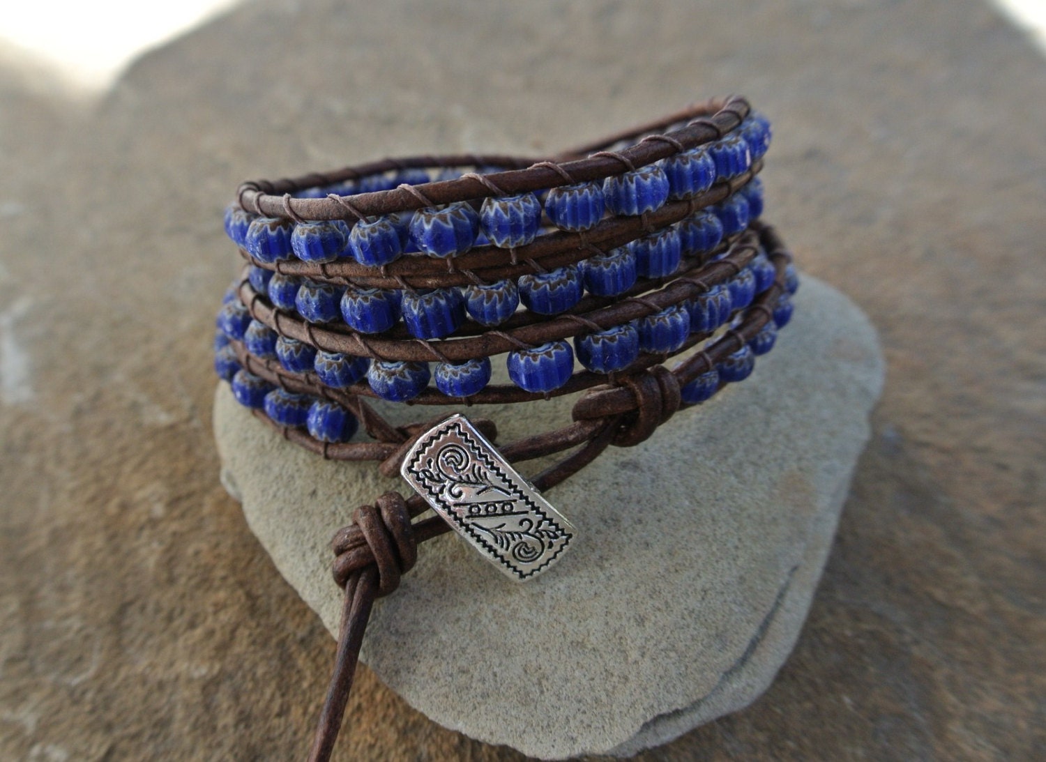 Zambia  Beaded Leather Wrap Bracelet Storewide SALE 10% off coupon code SALE10