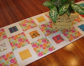Colorful Spring Summer Quilted Table Runner with Moda Prints