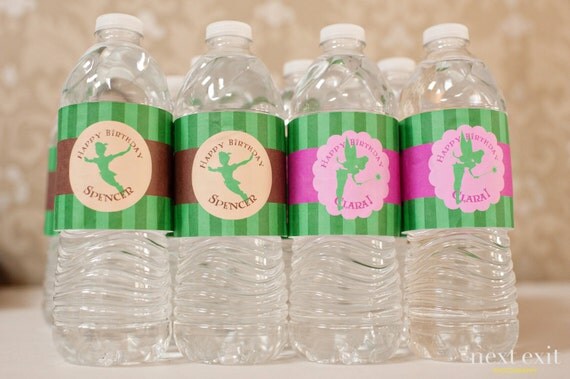 Pan & Tink Water Bottle Labels (brown, green, pink) - Printable Il_570xn