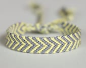 Knotted Friendship bracelet, Macrame, Yellow and Grey Chevron, tidal foam and lemon zest, spring summer 2013