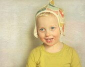 elf hat by pellerina... blue chevron hat with earflaps.. made to order - newborn 6m 12m 24m 2T
