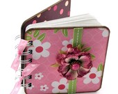White Blossoms in a Pink Garden Gratitude Book, spiral bound, count your blessings, 100 pages, pink - white - green