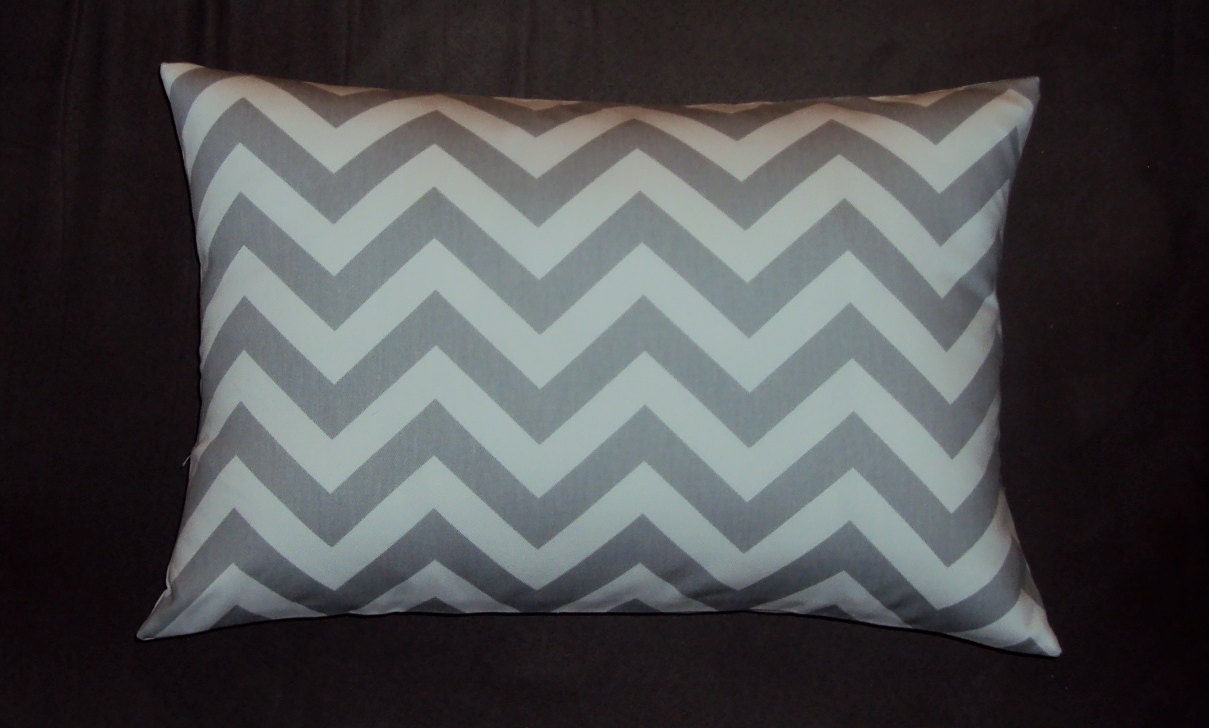 18x12 Gray Chevron Grey Zig Zag Decorative Lumbar Pillow Cover