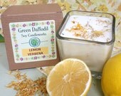 Lemon Verbena Soy Candle - 12 oz. Glass Cube - Green Daffodil - Hand poured