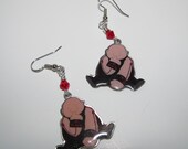 FullMetal Alchemist Gluttony Homunculus charm dangling earrings with wire wrapped red Philosopher's stone accent