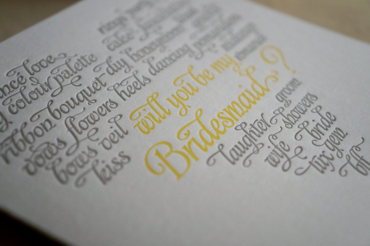 Letterpressed Will You Be My Bridesmaid Cards