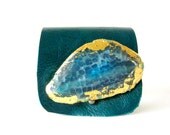 emerald green leather cuff bracelet with emerald green agate