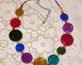 Vintage 1980s Multicolored Glass Necklace (N-3-2)