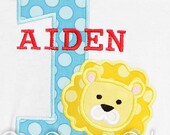 Birthday Shirt, Lion Birthday Shirt, Number, Monogrammed, Custom Colors, Girls Birthday Shirt,Tank,Onesie,Romper,Sizes 3m to 12yrs,Gift