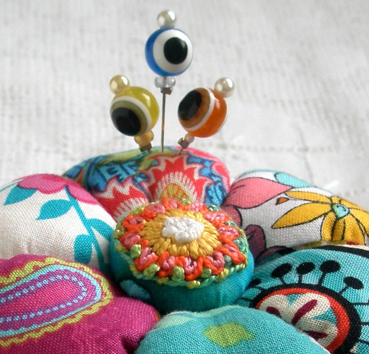 Pincushion, Fresh, Funky & Fun Flowers Tomato Pincushion- Made to Order
