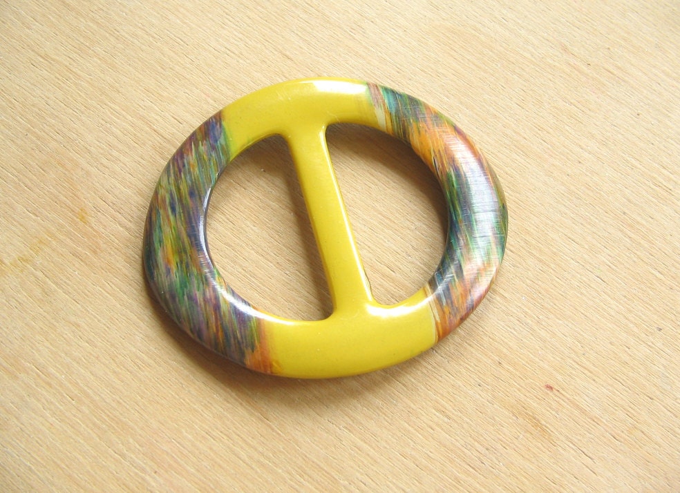 Vintage Slider Buckle - Yellow and Green
