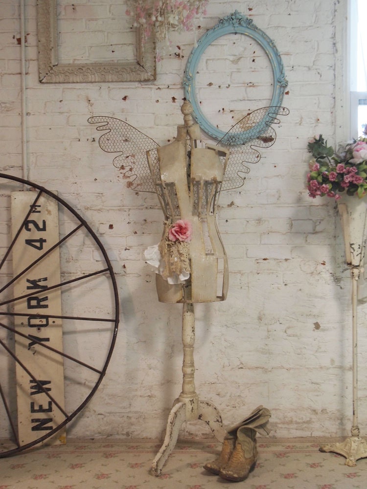 Painted Cottage Chic Shabby Angel Dress Form Mannequin HD50
