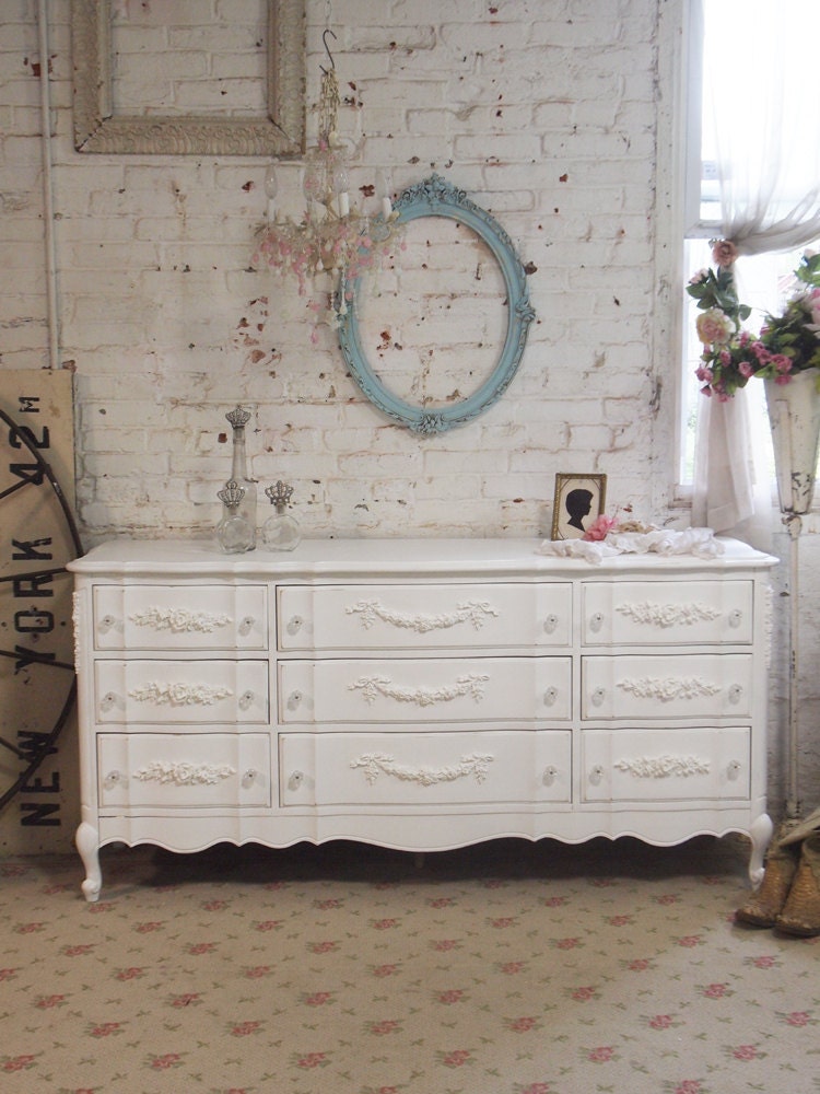 Painted Cottage Chic Shabby White French Dresser DR81