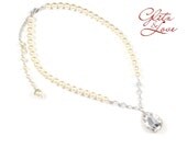Mabel - Swarovski Crystal Necklace with Swarovski Cream Pearl, Hollywood Glamor, Vintage Necklace, Wedding Necklace, Bridal Necklace