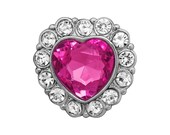 Acrylic Heart Rhinestone Buttons or Flower Centers - Clear / Hot Pink Heart Valentine Rhinestone Buttons - Set of 6