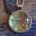 Map Pendant Necklace from Vintage Atlas QUEBEC Canada