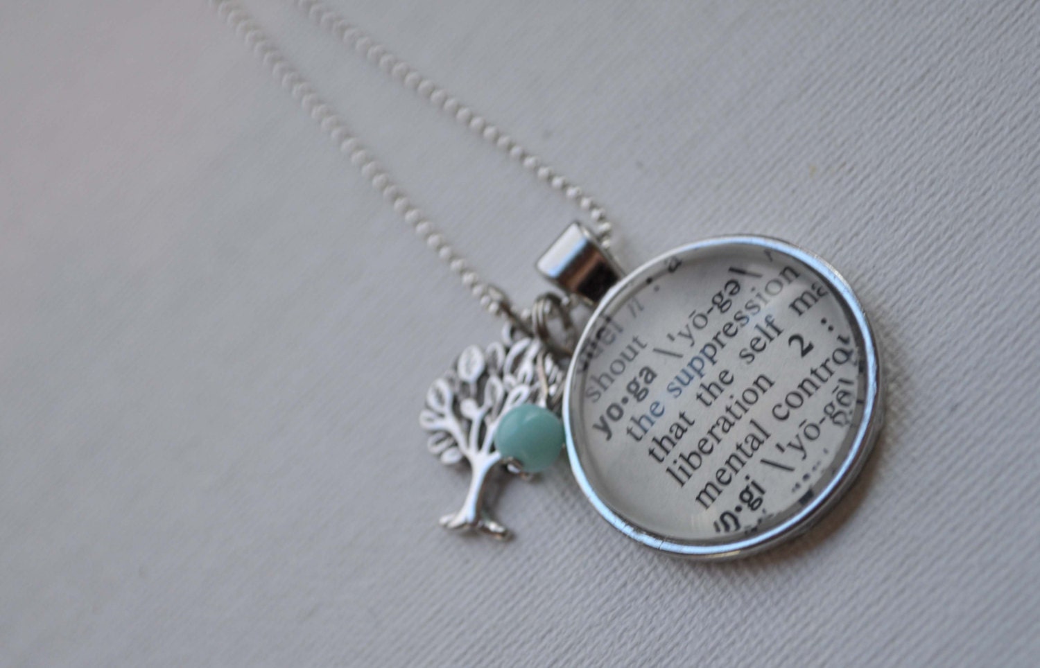 Vintage Dictionary  Necklace Pendant YOGA