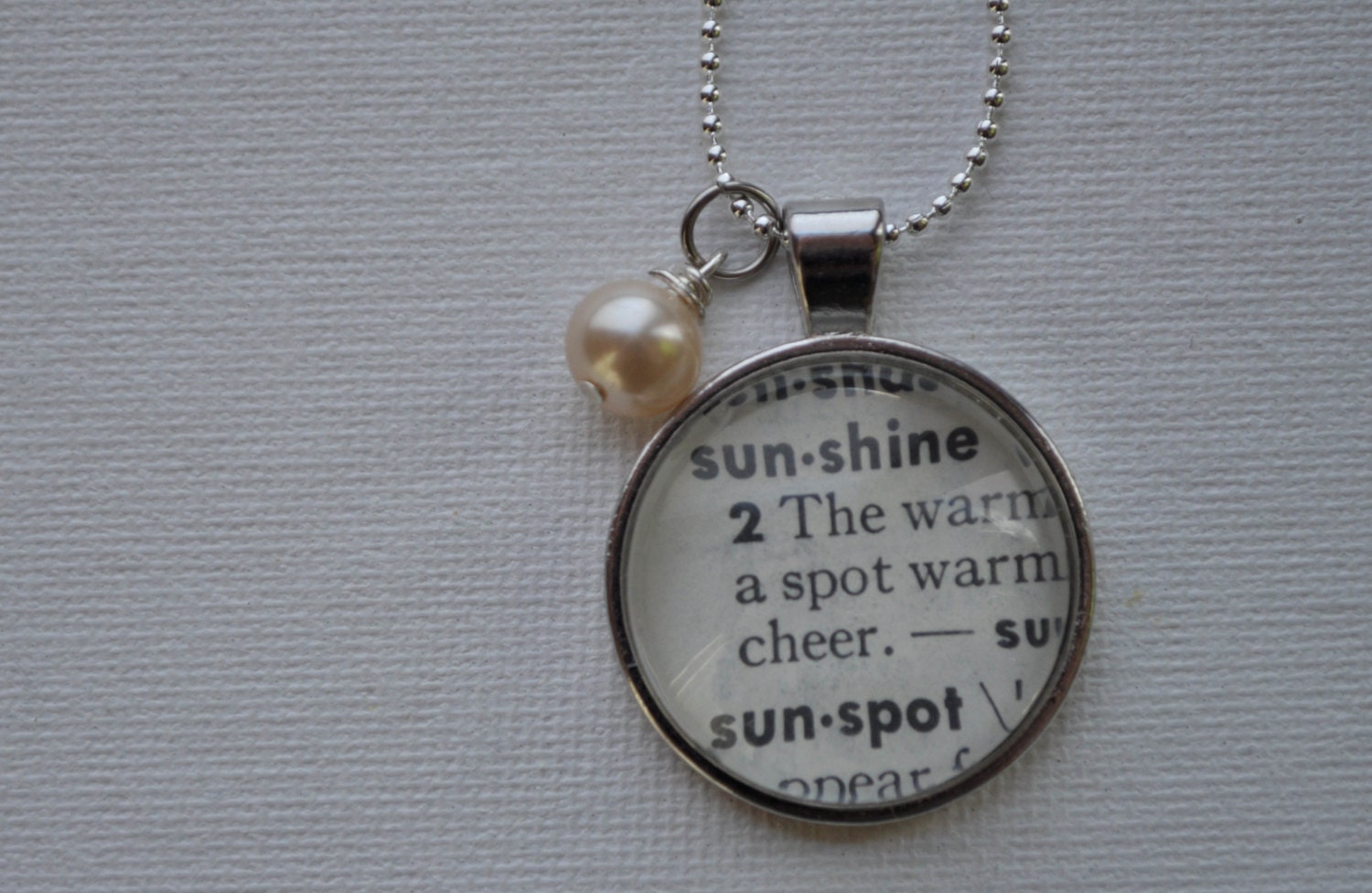 Vintage Dictionary Word Necklace Pendant SUNSHINE