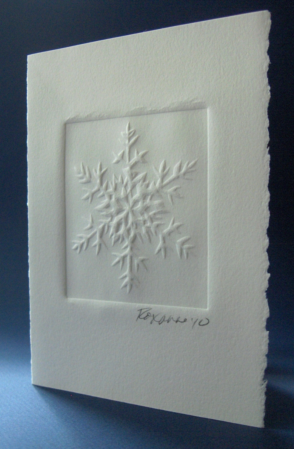 Handmade Card - Embossed Snowflake with White Envelope - Large