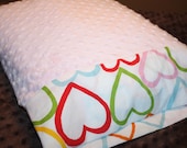 IKEA Hearts Minky Pillowcase- Toddler Pillowcase for 12x16 Pillow- Light Pink Minky Dot Pillowcase- Small Heart Pillowcase