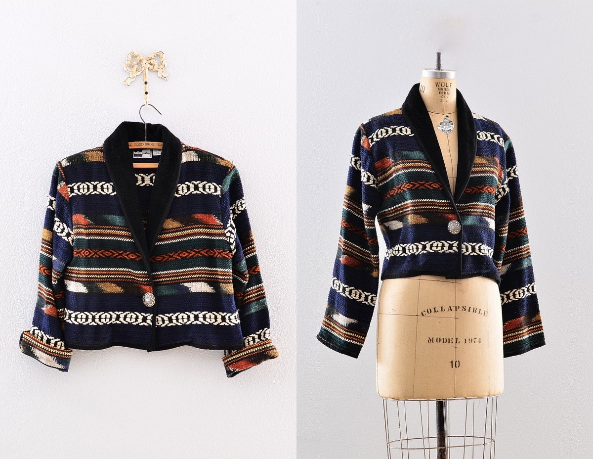 vintage jacket -  tribal jacket / cropped jacket