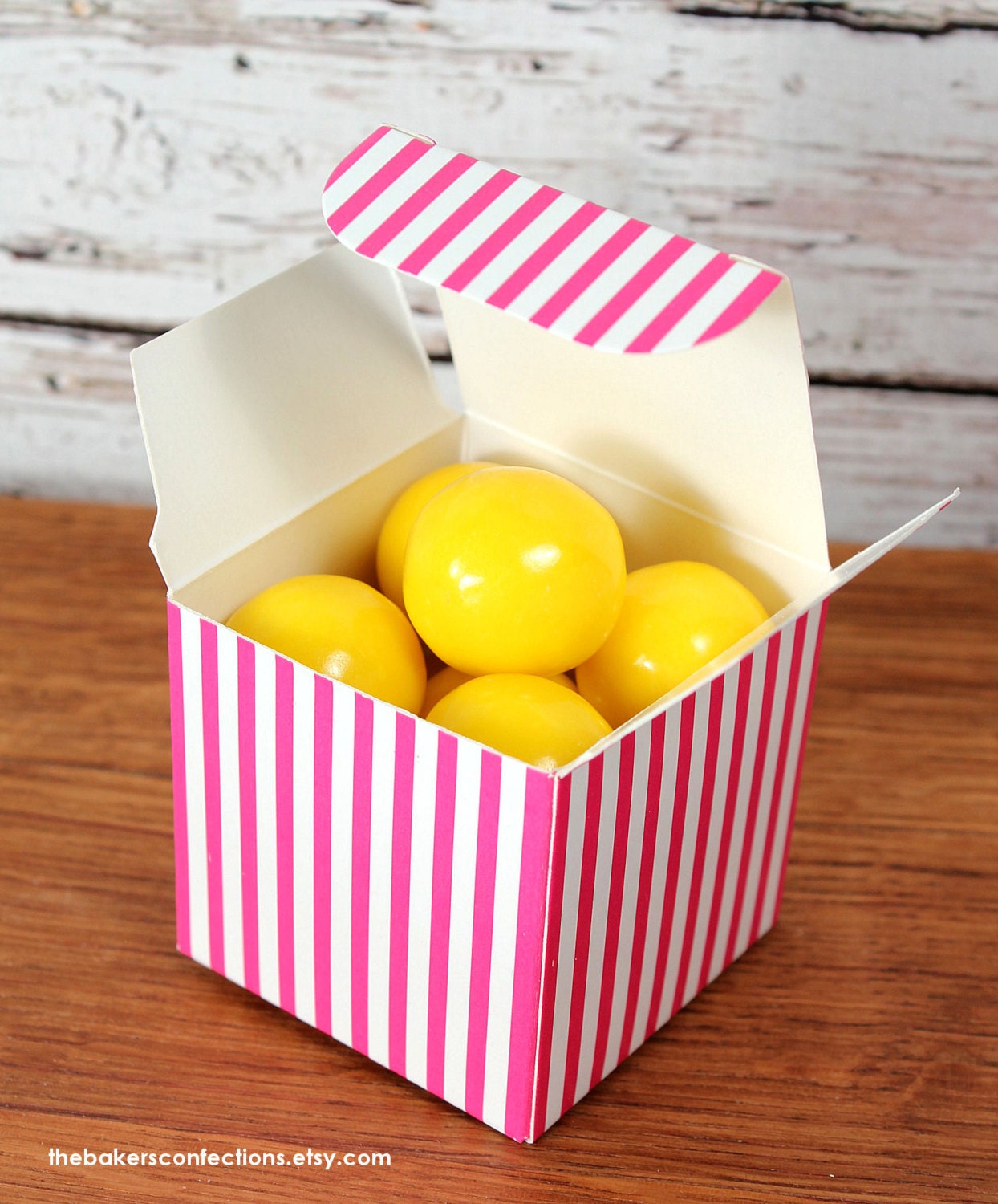 Pink Stripe Small Favor Boxes for Candy, Party Favors and Treats (set of 12 - 2x2x2 boxes)