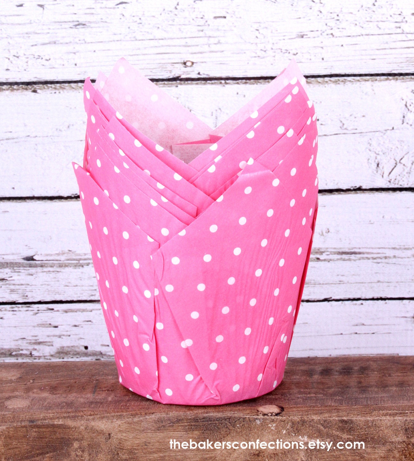 Jumbo Pink Tulip Muffin Baking Cups with Polka Dots (24 count)