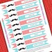 PRINTABLE Chevron Mustache Party Flag Toppers for Paper Straws or Cupcake Toppers - PERSONALIZED and You Pick the Colors - DIY