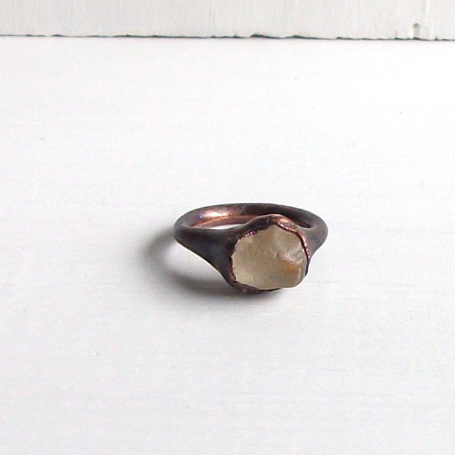 Gemstone Ring Topaz Ring Cocktail Ring Stone Ring Mineral Frosted Snow White Pebble Raw Artisan