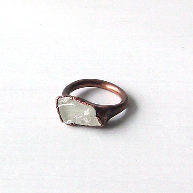 Gemstone Ring Aquamarine Ring Birthstone Ring Cocktail Ring March Pisces Stone Mineral Pale Green For Her Artisan Handmade