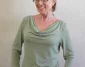 Mint Pinstripe Cowl Neck Tee