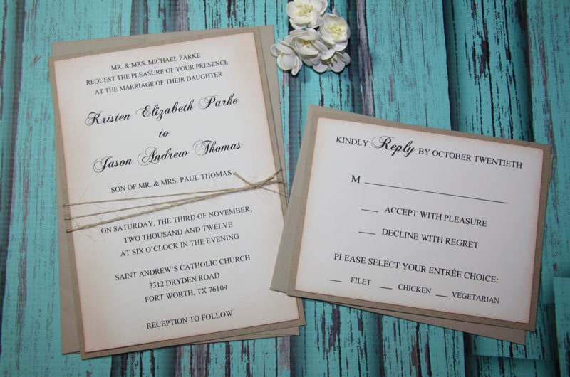 Wedding Invitations/Rustic Wedding Invitations - Set of 100