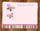 Butterfly Baby Advice Cards, Girls Baby Blessings Cards, Set of 25 Printed Cards, FREE Shipping